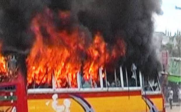 bus fire বাস আগুন